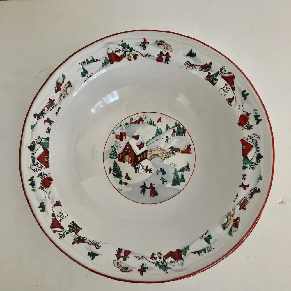 Farberware White Christmas 95 Bowl Ceral Soup Salad 7